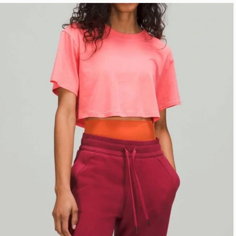 NWT lululemon ALL YOURS CROPPED T-SHIRT Raspberry Cream size 4